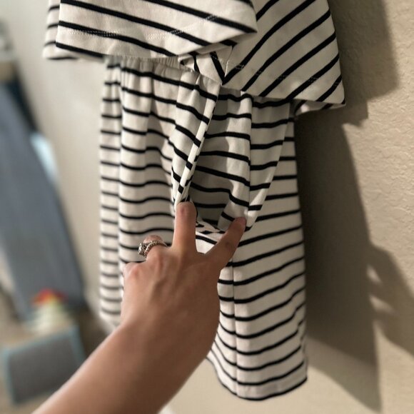 Anthropologie Grey Lab Striped Romper Tank Shorts, New, Medium, Black/White - Picture 5 of 7